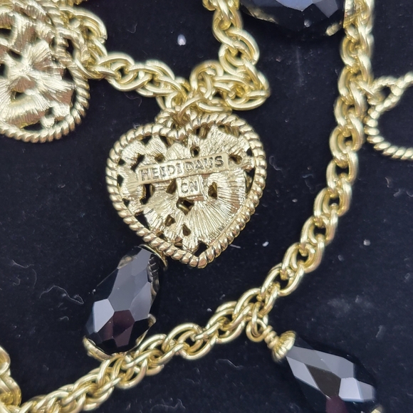 Heidi Daus Garnet + Diamond Swarovski Crystal Heart and Gold Chain Necklace - Picture 11 of 12